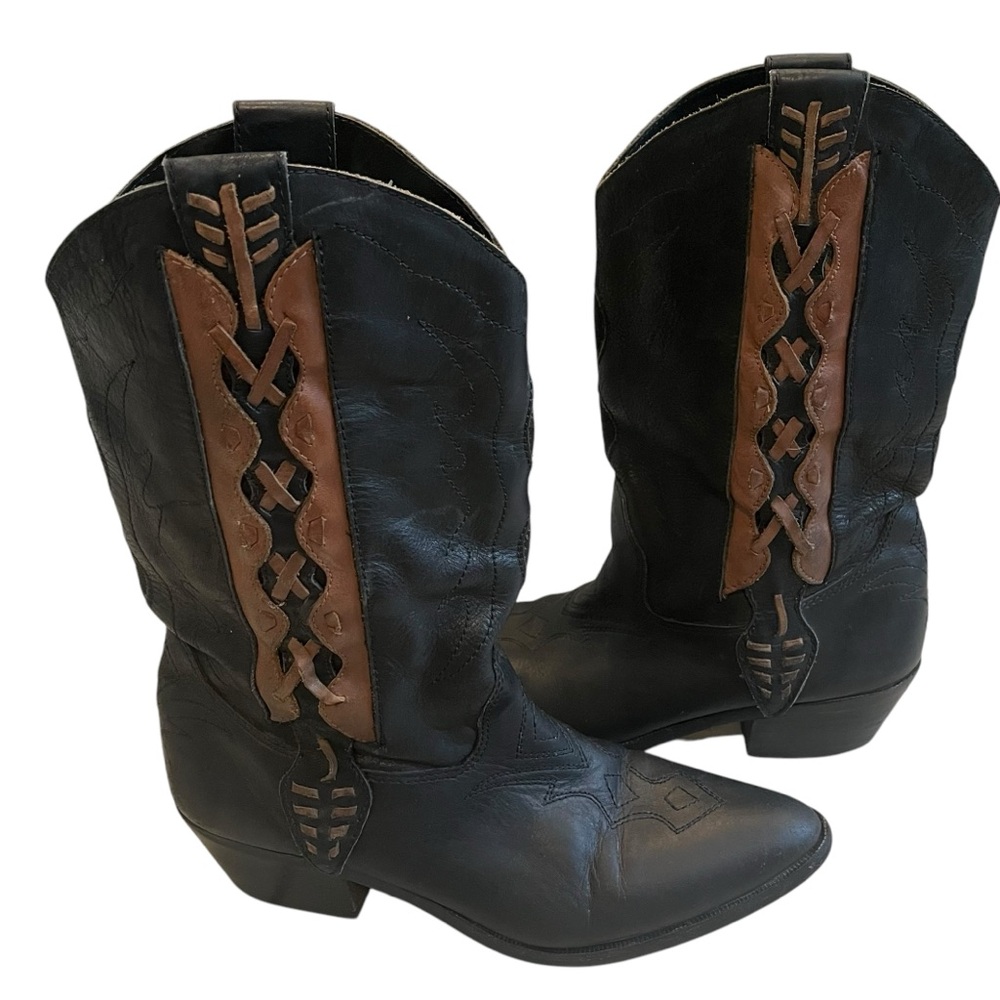 Vintage Code West Western Leather Boots, Sz 8